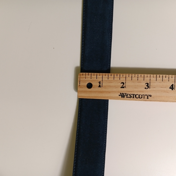 Allen Edmonds Wide Basic Suede Belt Mens 34 Navy Leather USA NWT - Picture 9 of 10